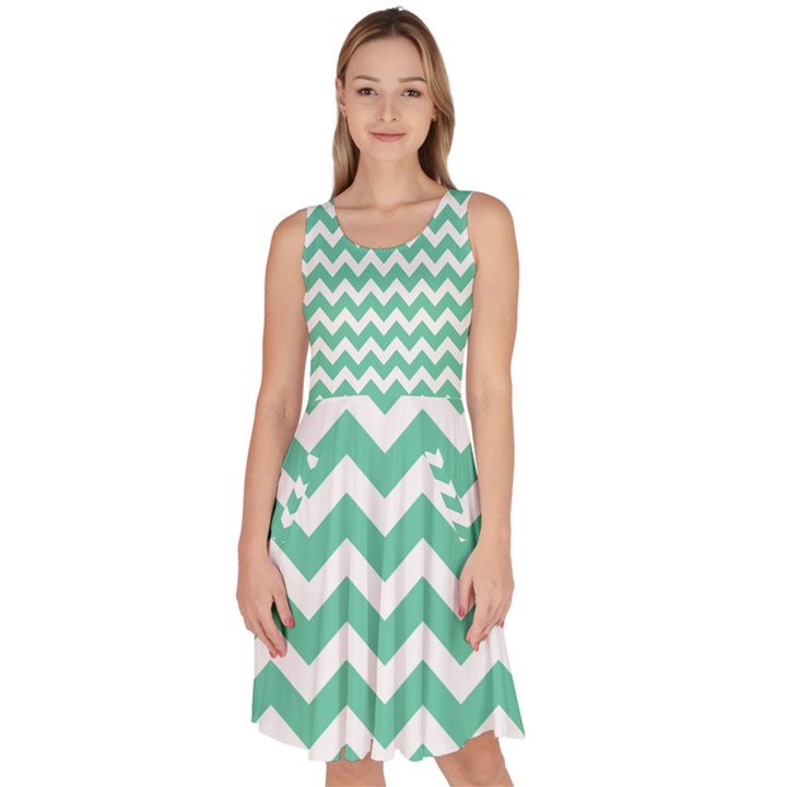 Chevron Pattern Giftt Knee Length Skater Dress With Pockets