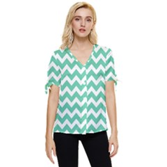 Chevron Pattern Giftt Bow Sleeve Button Up Top by GardenOfOphir