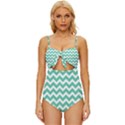 Chevron Pattern Giftt Knot Front One-Piece Swimsuit View1