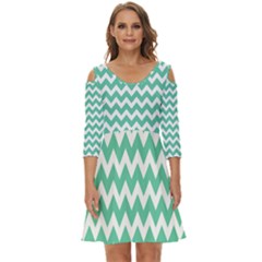 Chevron Pattern Giftt Shoulder Cut Out Zip Up Dress by GardenOfOphir