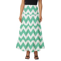 Chevron Pattern Giftt Tiered Ruffle Maxi Skirt by GardenOfOphir