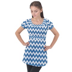 Chevron Pattern Gifts Puff Sleeve Tunic Top by GardenOfOphir