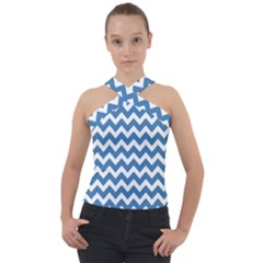 Chevron Pattern Gifts Cross Neck Velour Top by GardenOfOphir