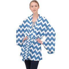 Chevron Pattern Gifts Long Sleeve Velvet Kimono  by GardenOfOphir