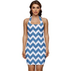 Chevron Pattern Gifts Sleeveless Wide Square Neckline Ruched Bodycon Dress by GardenOfOphir