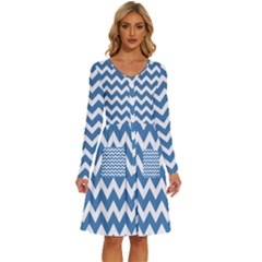 Chevron Pattern Gifts Long Sleeve Dress With Pocket by GardenOfOphir