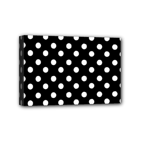 Black And White Polka Dots Mini Canvas 6  X 4  (stretched) by GardenOfOphir