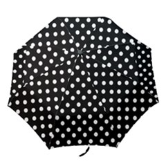 Black And White Polka Dots Folding Umbrellas by GardenOfOphir