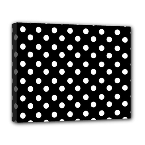 Black And White Polka Dots Deluxe Canvas 20  X 16  (stretched) by GardenOfOphir