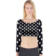 Black And White Polka Dots Long Sleeve Crop Top by GardenOfOphir