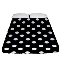 Black And White Polka Dots Fitted Sheet (queen Size) by GardenOfOphir