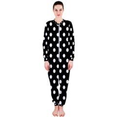 Black And White Polka Dots Onepiece Jumpsuit (ladies) by GardenOfOphir