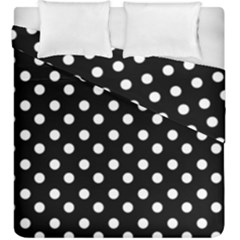 Black And White Polka Dots Duvet Cover Double Side (king Size) by GardenOfOphir