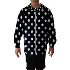 Black And White Polka Dots Kids  Hooded Windbreaker by GardenOfOphir