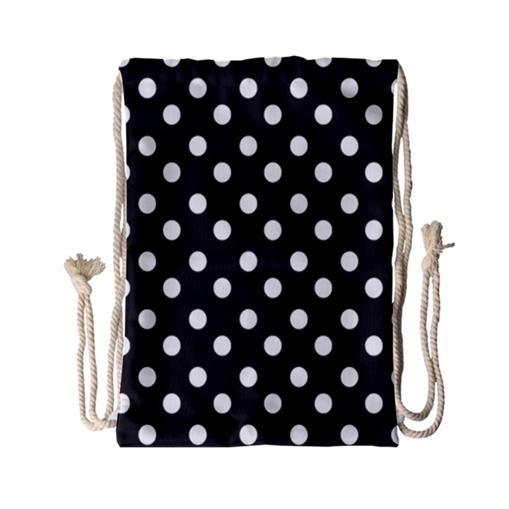 Black And White Polka Dots Drawstring Bag (Small)