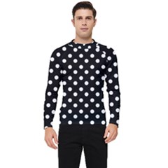 Black And White Polka Dots Men s Long Sleeve Rash Guard by GardenOfOphir