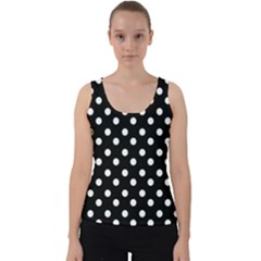 Black And White Polka Dots Velvet Tank Top by GardenOfOphir