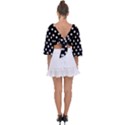 Black And White Polka Dots Tie Back Butterfly Sleeve Chiffon Top View2