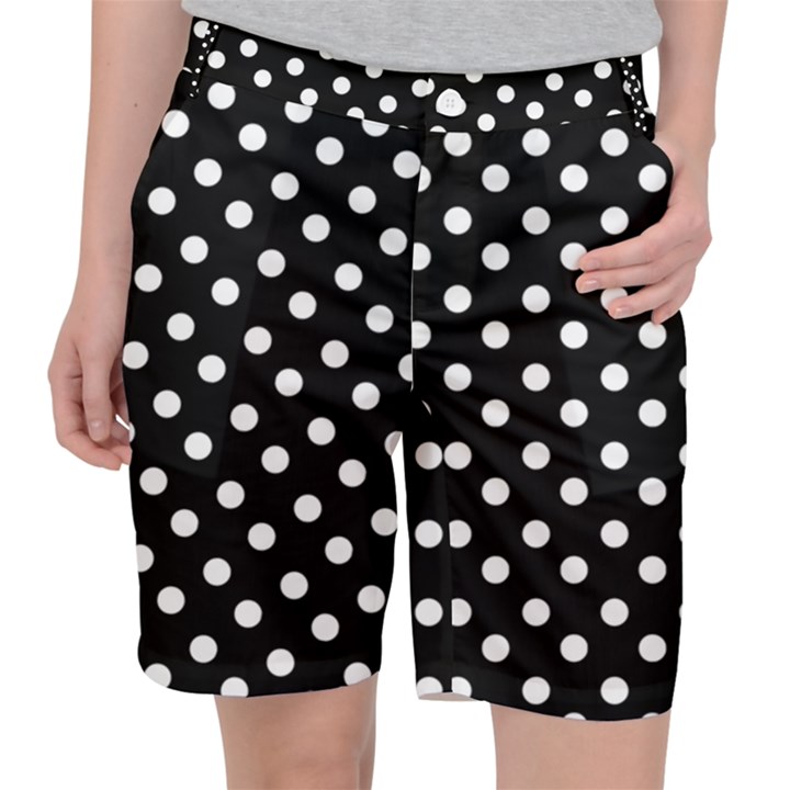 Black And White Polka Dots Pocket Shorts