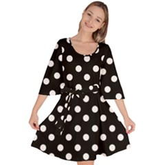 Black And White Polka Dots Velour Kimono Dress by GardenOfOphir