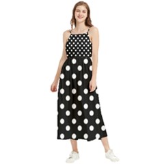 Black And White Polka Dots Boho Sleeveless Summer Dress by GardenOfOphir