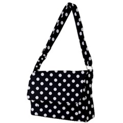 Black And White Polka Dots Full Print Messenger Bag (l) by GardenOfOphir