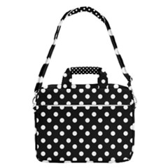 Black And White Polka Dots Macbook Pro 16  Shoulder Laptop Bag by GardenOfOphir