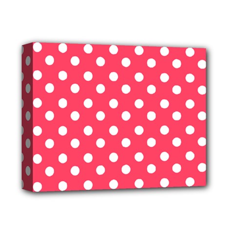 Hot Pink Polka Dots Deluxe Canvas 14  X 11  (stretched) by GardenOfOphir