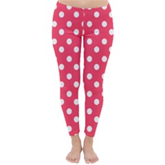 Hot Pink Polka Dots Classic Winter Leggings by GardenOfOphir