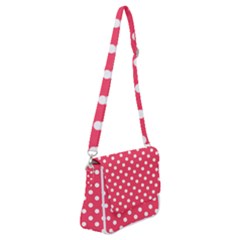 Hot Pink Polka Dots Shoulder Bag With Back Zipper by GardenOfOphir