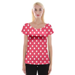 Hot Pink Polka Dots Cap Sleeve Top by GardenOfOphir