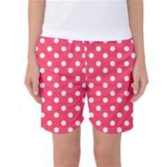 Hot Pink Polka Dots Women s Basketball Shorts by GardenOfOphir