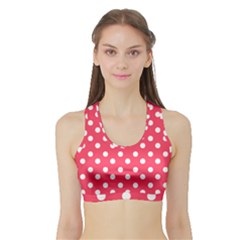 Hot Pink Polka Dots Sports Bra With Border by GardenOfOphir