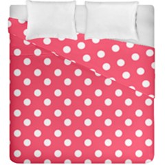 Hot Pink Polka Dots Duvet Cover Double Side (king Size) by GardenOfOphir