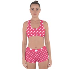 Hot Pink Polka Dots Racerback Boyleg Bikini Set