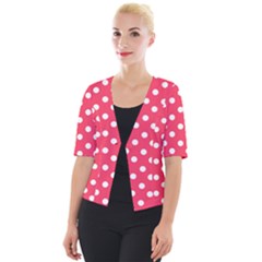 Hot Pink Polka Dots Cropped Button Cardigan by GardenOfOphir