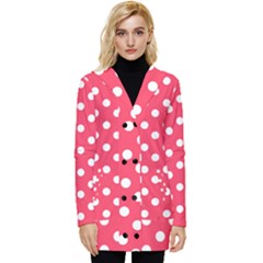 Hot Pink Polka Dots Button Up Hooded Coat  by GardenOfOphir