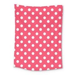 Hot Pink Polka Dots Medium Tapestry by GardenOfOphir