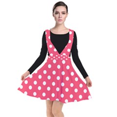 Hot Pink Polka Dots Plunge Pinafore Dress by GardenOfOphir