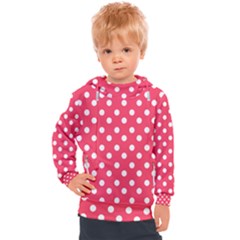 Hot Pink Polka Dots Kids  Hooded Pullover by GardenOfOphir