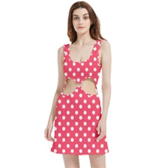 Hot Pink Polka Dots Velour Cutout Dress by GardenOfOphir