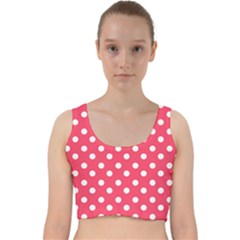 Hot Pink Polka Dots Velvet Racer Back Crop Top by GardenOfOphir