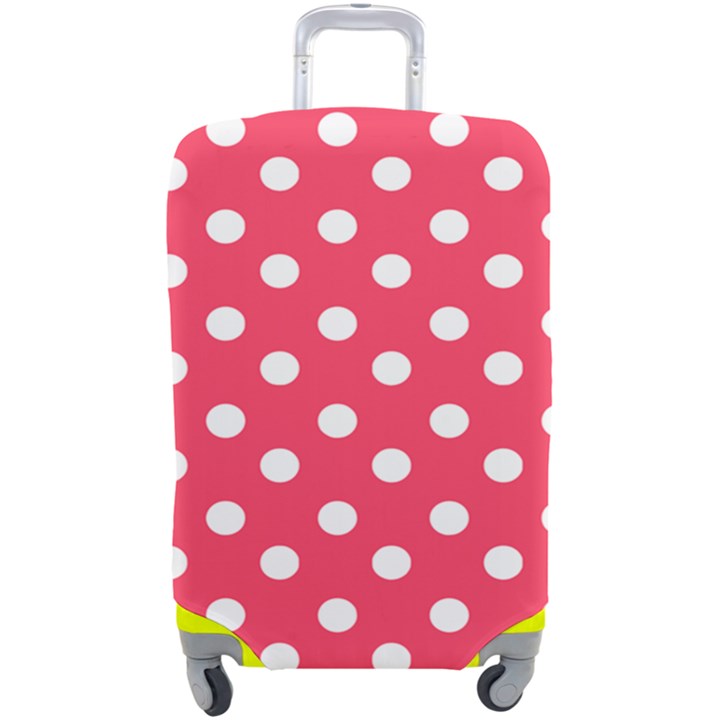 Hot Pink Polka Dots Luggage Cover (Large)