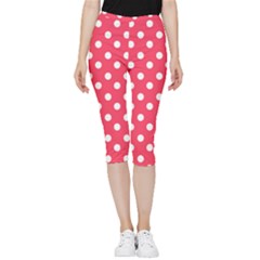 Hot Pink Polka Dots Inside Out Lightweight Velour Capri Leggings  by GardenOfOphir