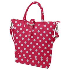 Hot Pink Polka Dots Buckle Top Tote Bag by GardenOfOphir