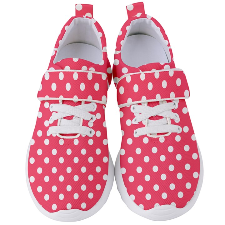 Hot Pink Polka Dots Women s Velcro Strap Shoes