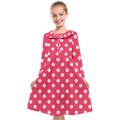 Hot Pink Polka Dots Kids  Midi Sailor Dress by GardenOfOphir