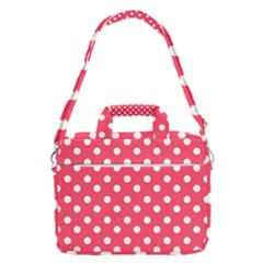 Hot Pink Polka Dots Macbook Pro 16  Shoulder Laptop Bag by GardenOfOphir