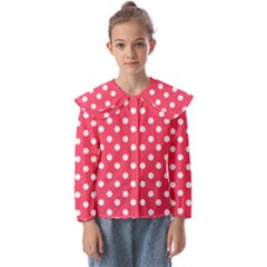 Hot Pink Polka Dots Kids  Peter Pan Collar Blouse by GardenOfOphir