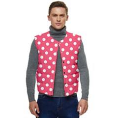 Hot Pink Polka Dots Men s Short Button Up Puffer Vest	 by GardenOfOphir